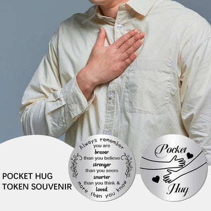 GWAWG Pocket Hug Token Inspirational Long Distance Relationship Keepsake Stainless Double Sided Encouragement Pocket Hug Token Gift