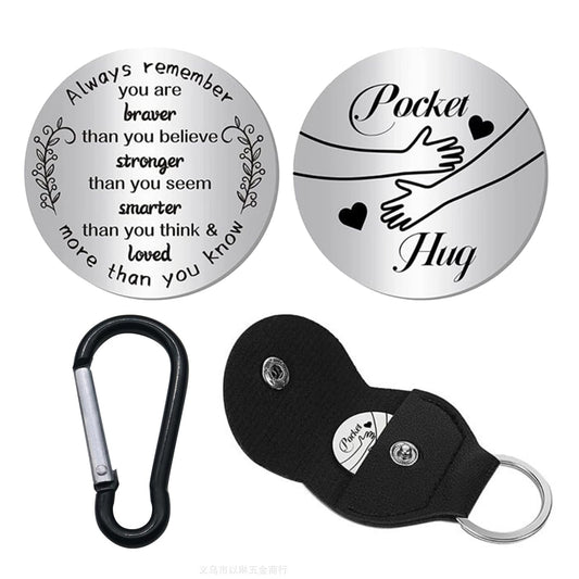 GWAWG Pocket Hug Token Inspirational Long Distance Relationship Keepsake Stainless Double Sided Encouragement Pocket Hug Token Gift