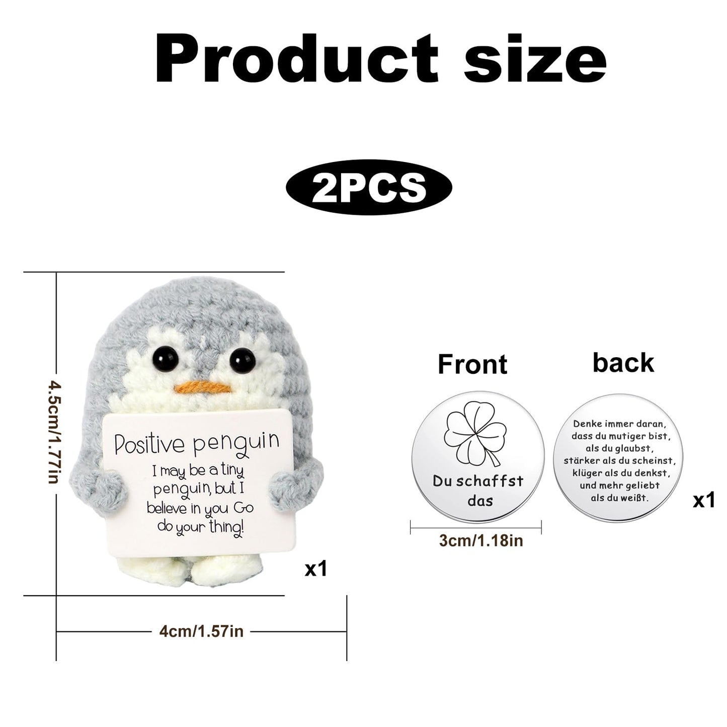 BFUZXY Positive Pinguin Geschenk,6.5CM Mini Geschenke Pinguine mit Karte Positiver Pinguin,Aufmunterung Geschenke für Freundin