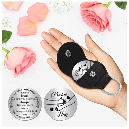 GWAWG Pocket Hug Token Inspirational Long Distance Relationship Keepsake Stainless Double Sided Encouragement Pocket Hug Token Gift