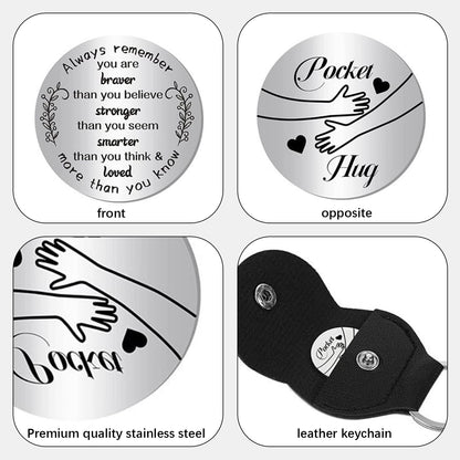 GWAWG Pocket Hug Token Inspirational Long Distance Relationship Keepsake Stainless Double Sided Encouragement Pocket Hug Token Gift