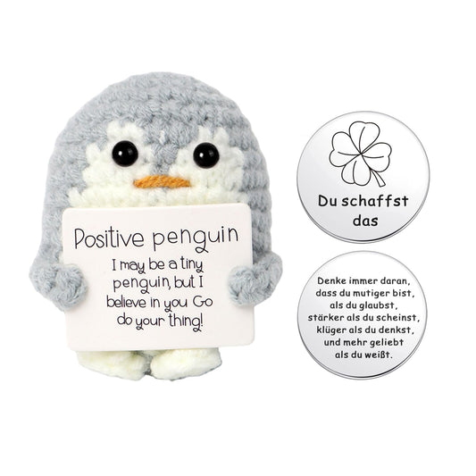 BFUZXY Positive Pinguin Geschenk,6.5CM Mini Geschenke Pinguine mit Karte Positiver Pinguin,Aufmunterung Geschenke für Freundin