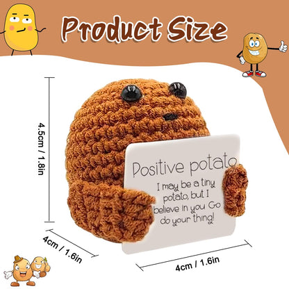 WELLXUNK Positive Potato, Pocket Hug Positive Kartoffel, Creative Knitted Wool Potato Doll mit Positiver Energiekarte, Motivationsgeschenke