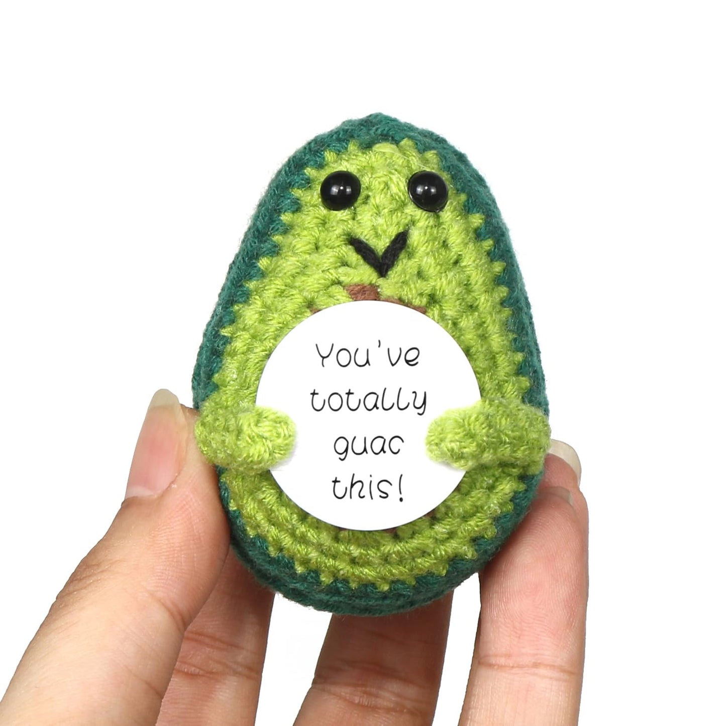 Positive Avocado Puppe - Pocket Hug Mini Plüsch, Spielzeug Mit Aufmunterung Karte, Kreative Strickwolle Häkelpuppe, Geschenk