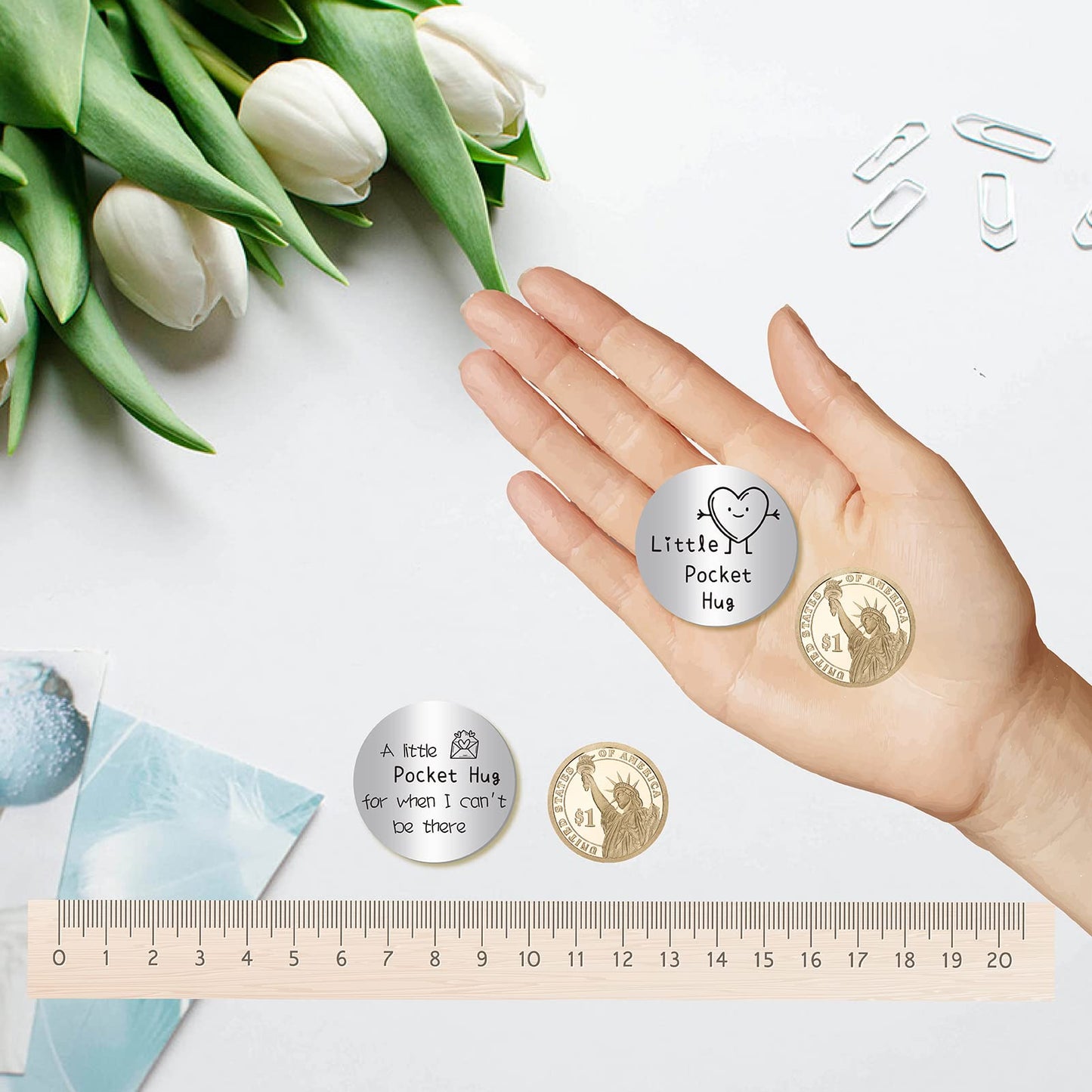 CREATCABIN Little Pocket Hug Token Long Distance Relationship Gift Inspirierende Doppelseitige Münze Inspirierende Geschenke