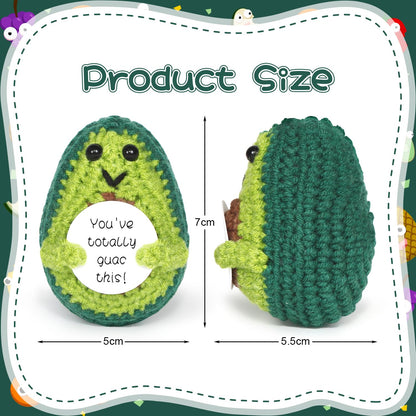 Positive Avocado Puppe - Pocket Hug Mini Plüsch, Spielzeug Mit Aufmunterung Karte, Kreative Strickwolle Häkelpuppe, Geschenk