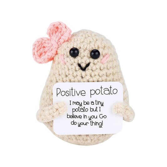 Yuqilin Lustige Positive Potato Pocket Hug, Kartoffel GlüCksbringer, Lustige Kartoffel mit Schleife, Potato Motivationsgeschenke, Hug Positive