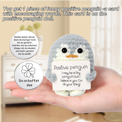 BFUZXY Positive Pinguin Geschenk,6.5CM Mini Geschenke Pinguine mit Karte Positiver Pinguin,Aufmunterung Geschenke für Freundin