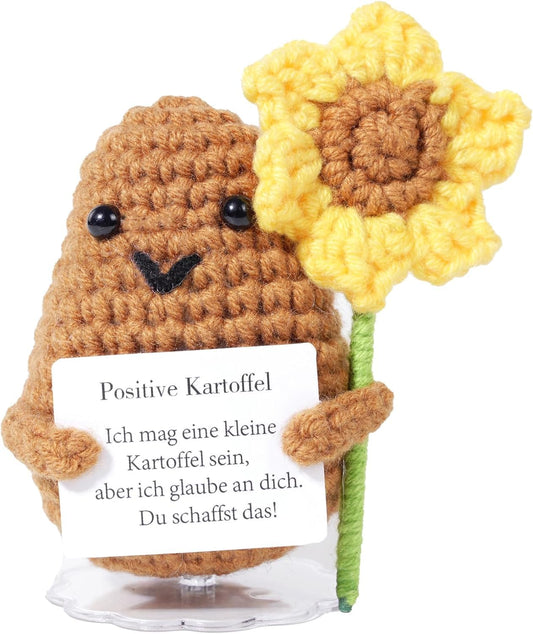 Wobequ Positive Kartoffel Pocket Hug, Kreative Strickwolle Kartoffel Puppe Kleine Glücksbringer, Beste Mutmacher Geschenk