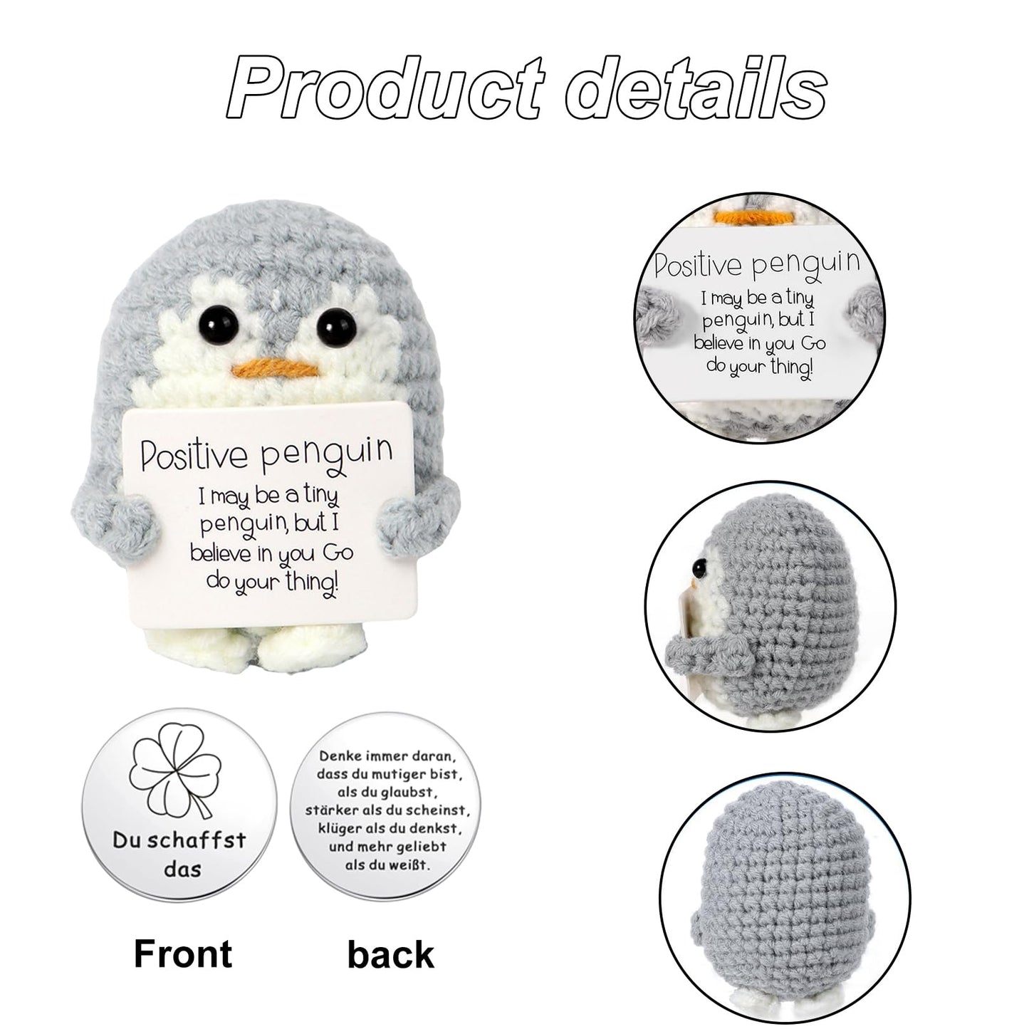 BFUZXY Positive Pinguin Geschenk,6.5CM Mini Geschenke Pinguine mit Karte Positiver Pinguin,Aufmunterung Geschenke für Freundin