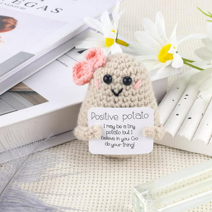 Yuqilin Lustige Positive Potato Pocket Hug, Kartoffel GlüCksbringer, Lustige Kartoffel mit Schleife, Potato Motivationsgeschenke, Hug Positive