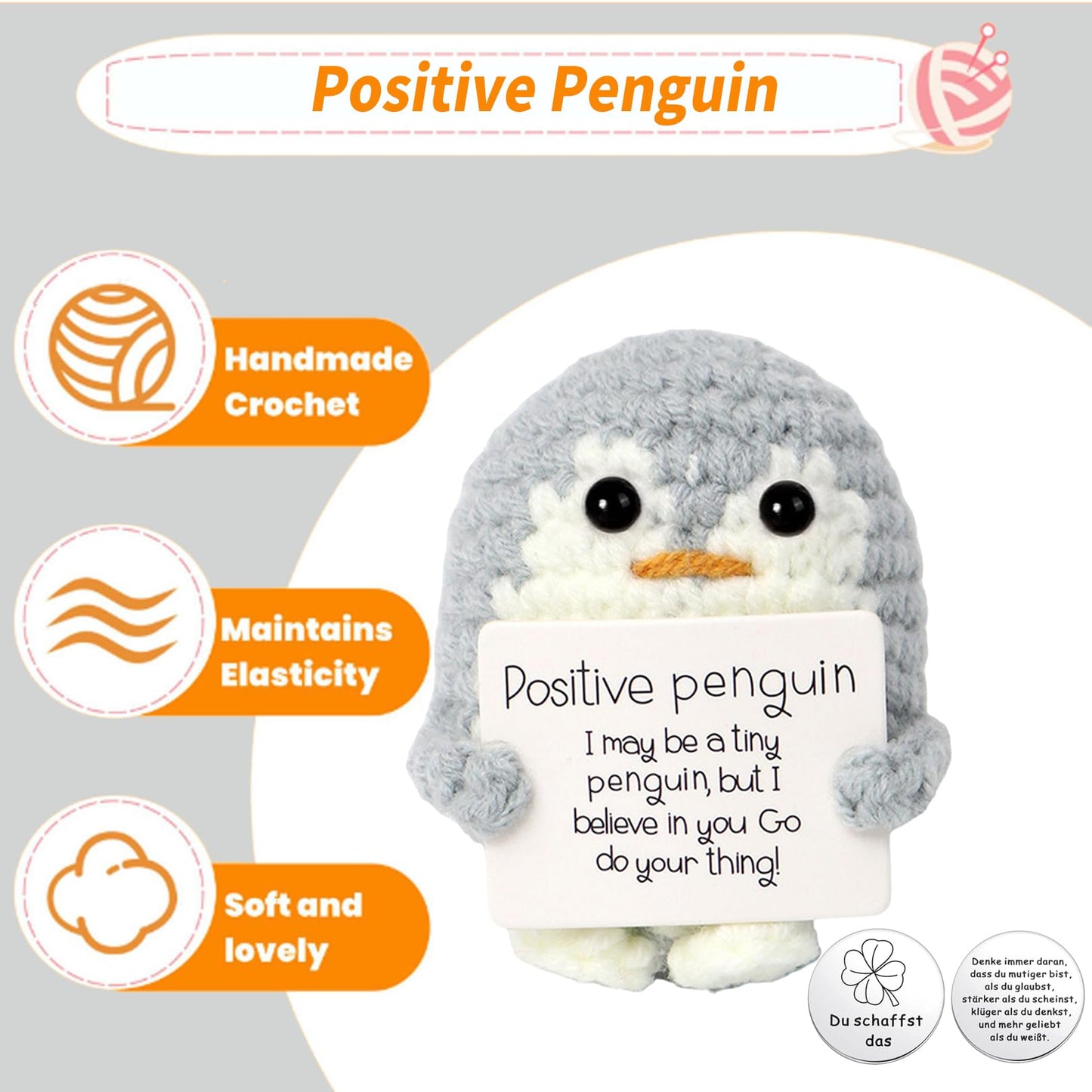 BFUZXY Positive Pinguin Geschenk,6.5CM Mini Geschenke Pinguine mit Karte Positiver Pinguin,Aufmunterung Geschenke für Freundin