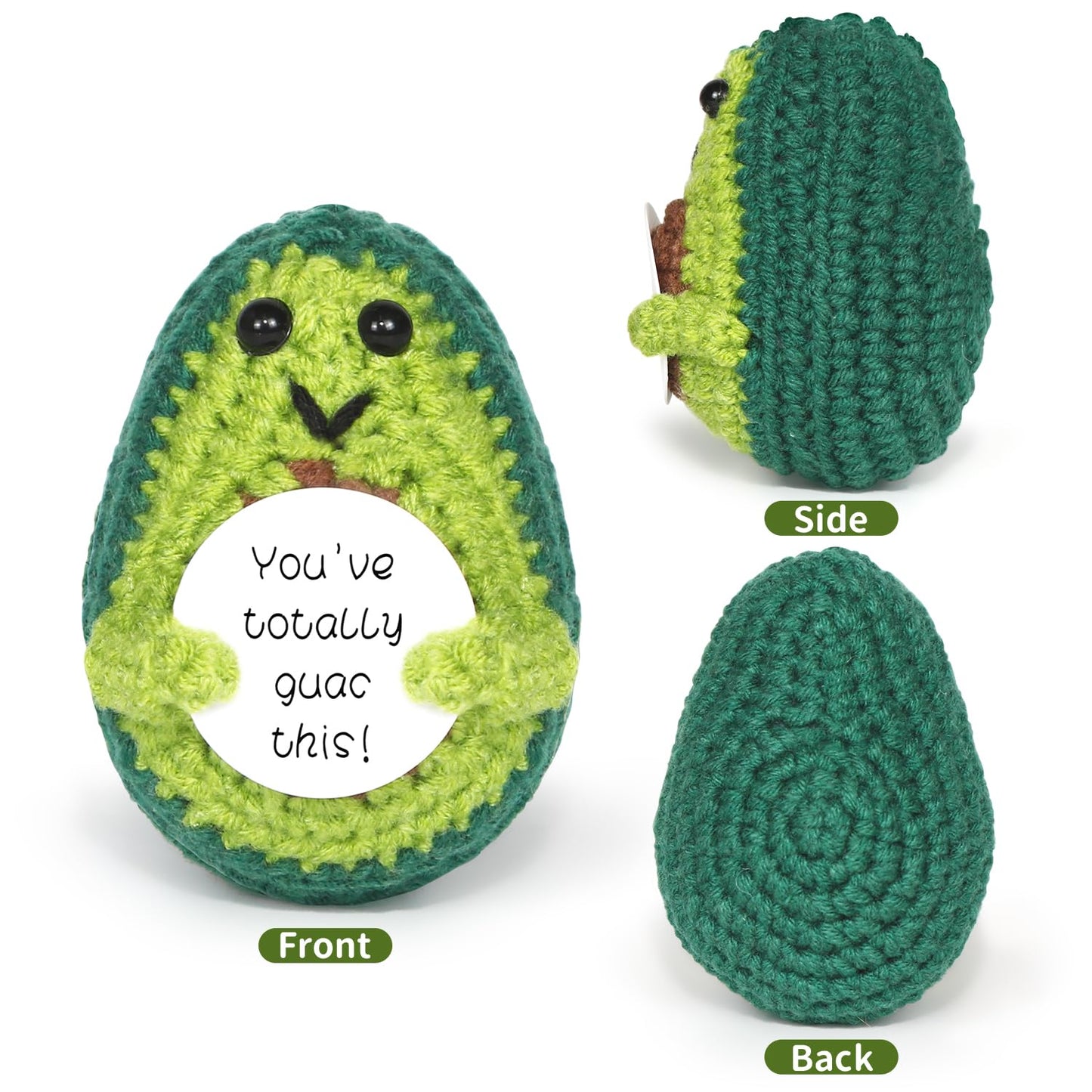 Positive Avocado Puppe - Pocket Hug Mini Plüsch, Spielzeug Mit Aufmunterung Karte, Kreative Strickwolle Häkelpuppe, Geschenk