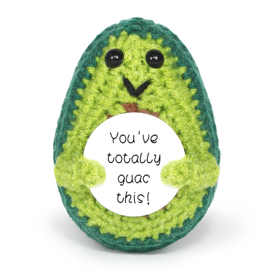 Positive Avocado Puppe - Pocket Hug Mini Plüsch, Spielzeug Mit Aufmunterung Karte, Kreative Strickwolle Häkelpuppe, Geschenk