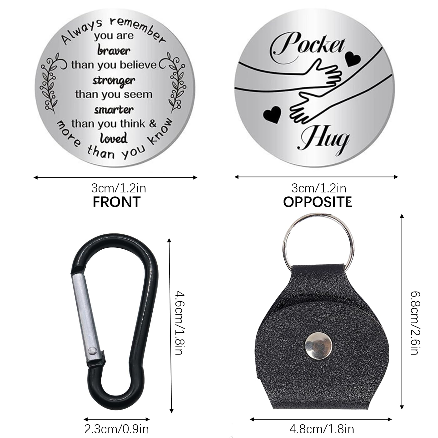 GWAWG Pocket Hug Token Inspirational Long Distance Relationship Keepsake Stainless Double Sided Encouragement Pocket Hug Token Gift