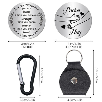 GWAWG Pocket Hug Token Inspirational Long Distance Relationship Keepsake Stainless Double Sided Encouragement Pocket Hug Token Gift