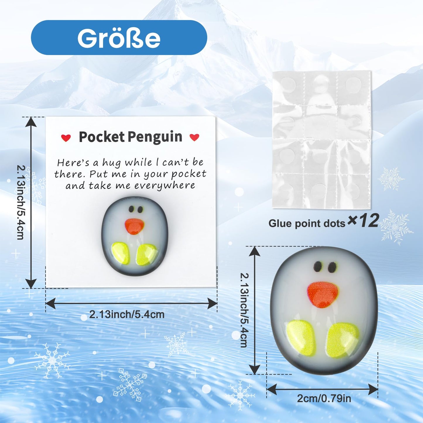 GADITIEK Pocket Penguin Hug, Taschenumarmung Niedlich Eine Taschen Pinguin Umarmung mit Ermutigend Grußkarte