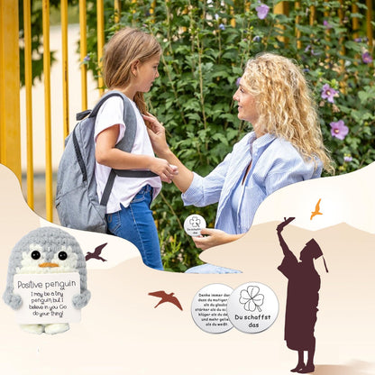 BFUZXY Positive Pinguin Geschenk,6.5CM Mini Geschenke Pinguine mit Karte Positiver Pinguin,Aufmunterung Geschenke für Freundin