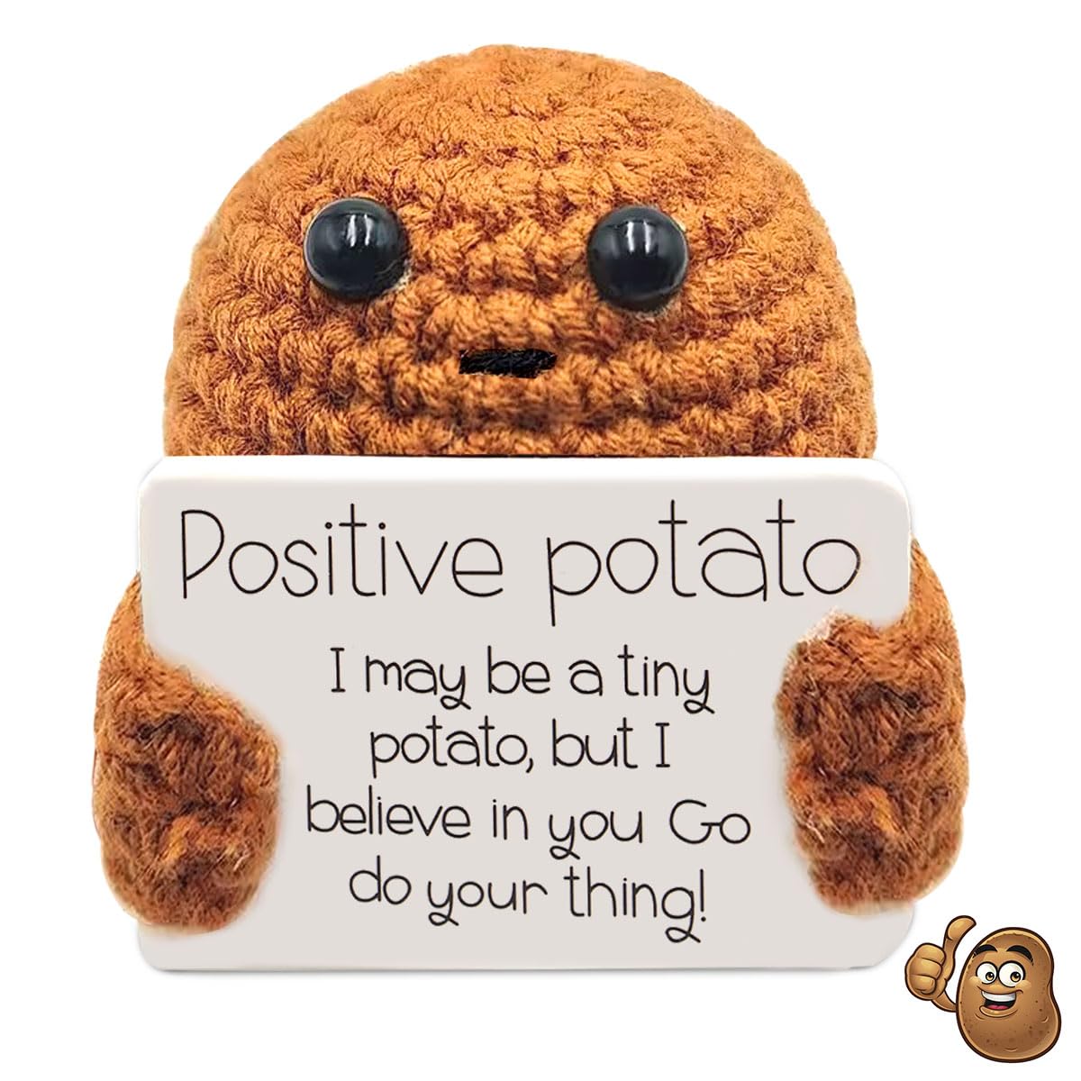WELLXUNK Positive Potato, Pocket Hug Positive Kartoffel, Creative Knitted Wool Potato Doll mit Positiver Energiekarte, Motivationsgeschenke