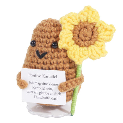 Wobequ Positive Kartoffel Pocket Hug, Kreative Strickwolle Kartoffel Puppe Kleine Glücksbringer, Beste Mutmacher Geschenk