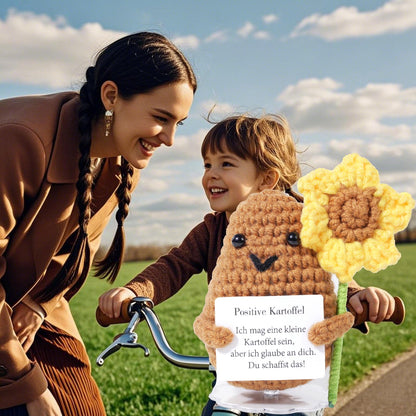Wobequ Positive Kartoffel Pocket Hug, Kreative Strickwolle Kartoffel Puppe Kleine Glücksbringer, Beste Mutmacher Geschenk