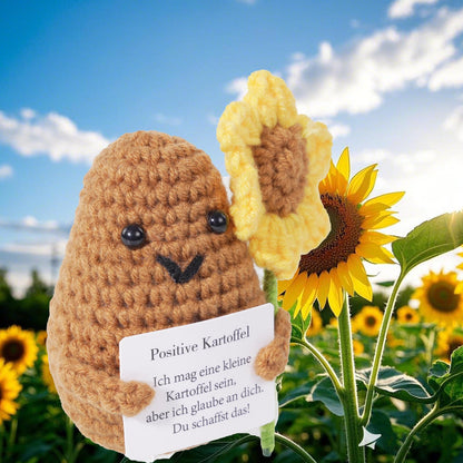 Wobequ Positive Kartoffel Pocket Hug, Kreative Strickwolle Kartoffel Puppe Kleine Glücksbringer, Beste Mutmacher Geschenk