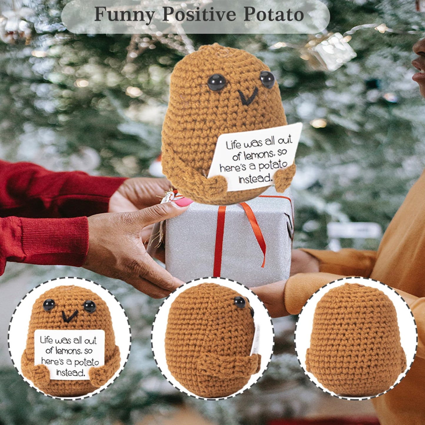 XBOCMY Pocket Hug Positive Kartoffel, Kreative Strickwolle Kartoffel Puppe, Mutmacher Geschenk, Gute Besserung Geschenk